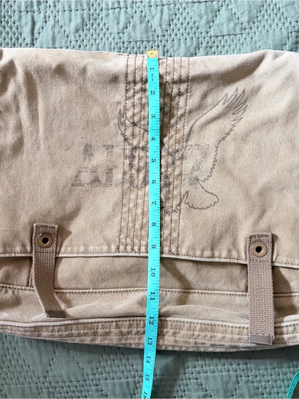 Y2K Vintage American Eagle Canvas Tan Messenger Bag Crossbody
